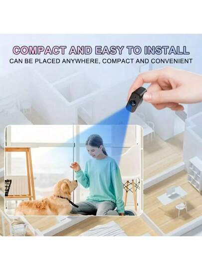 1pc Mini WiFi Security Camera Portable, Self Adhesive, 1080P HD Video, Wireless Home/Office System Wide Angle, USB Powered view 4