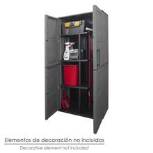 Armoire haute en résine, 68 x 37 x 163 cm, avec porte-balais. Gris foncé. - Gris - Voir 4