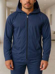 Fleece Jacket With Hood And Zipper – Style, Protection, And Comfort In Winter - Azul Marino - Ver 1