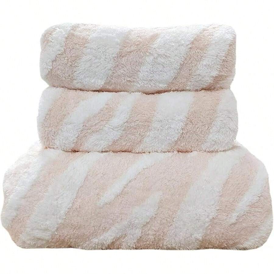 Soft Bath Towels Sets Of 3 Absorbent Hand Towels Black Zebra Strips Print Towels For Bathroom Gym Bath Sheets (Black And White,1 Bath Towel, 2Hand Towel)Halloween - 粉色 - 查看 1