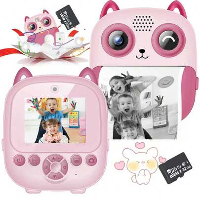 2.4" Kids Instant Print Camera Toy, 48MP, 1080P HD Video, 6X Zoom, Creative Game, Comes With 32GB SD Card, Portable Travel Gift For 3-12 Years Old Children