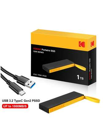 Kodak 柯达 X206 1TB 外置 SSD 硬盘闪存 USB 3.2 1000Mb/S 便携式 PSSD PClE 1TB 迷你 PSSD 适用于笔记本电脑