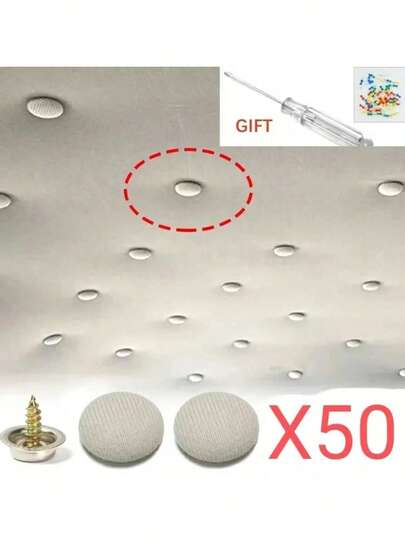 50 Set Of Automotive Car Roof Headliner Repair Button Pins Kit, Universal Auto Roof Snap Rivets Retainer For Car Roof Fixed, With Installation Tool, Fit All Cars