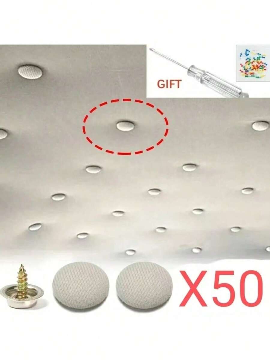 50 Set Of Automotive Car Roof Headliner Repair Button Pins Kit, Universal Auto Roof Snap Rivets Retainer For Car Roof Fixed, With Installation Tool, Fit All Cars