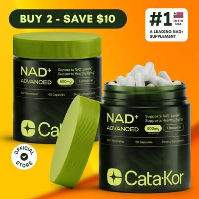 2x Cata-Kor NAD+ Advanced - NAD+ Supplement For Energy & Healthy Aging - 500mg Per Serving - 120 Count (60 Day Supply) - Previously Known As Reus Research NR 900