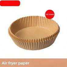 50/100/PCS   Air Fryer Liners, Natural Brown Parchment Paper,   For Baking, Cooking, Microwavable, Pre-Cut Round & Square Design,  Cooking Lifestyle - Kaki-16*4.5CM - Xem 10