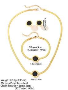 Elegant Roman Style Decorative Stainless Steel Jewelry Set For Women -4 Piece Set Fashion Autumn Collection With Necklace, Earrings And Bracelet