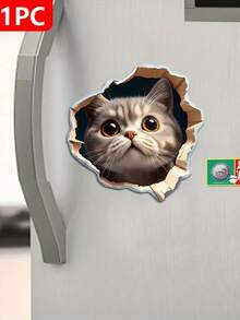 1pc Acrylic Peeking Cat Fridge Magnet - Cute Cabinet Decor, Magnetic For Doors, Fridge, Dishwasher, Soft Base & Clear Acrylic - Ideal Gift For Cat Lovers, Kitchen & Fridge Decor (Compatible With Fridge Magnets, No Adhesive Needed) - Charming Fridge Magnet, Black & White Cat With Golden Eyes And Paw Print Tag, Vintage Farmhouse Fridge Magnet, Fridge Magnet Animal, Fridge Floral Magnet