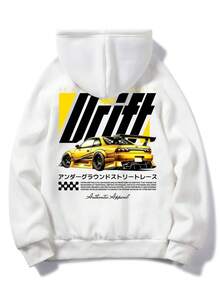 Áo Hoodie Nam Krometka, Bộ sưu tập Thu/Đông mới | Áo nỉ có mũ in hình xe đua đường phố màu đen, đa năng. - trắng - Xem 5