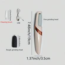 1 Bộ máy tẩy chai chân điện, máy tẩy da chết chân có thể sạc lại, máy mài da chân bằng đá mài (Bao gồm 2 đầu mài thô và mịn, 1 cáp sạc, 1 bàn chải vệ sinh) - Máy mài chân cán dài màu hồng có đèn - Xem 3