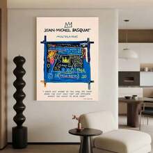 Framed 2D Canvas Modern Wall Art 1pc Jean-Michel Basquiat Inspired Canvas Art Poster - Museum-Quality Replica Vintage Modern Abstract Painting With Crown & Multiflavors Text Design - Blue, Yellow, Black, White, Red Bold Statement Piece For Living Room, Bedroom, Office Decor - Easy Hanging Installation, Mid-20th Century Graphic Elements, Indoor/Outdoor Use - Contemporary, Casual, Traditional Style Wall Art, Bedroom Artwork, Home Decoration, Contemporary Design, Highquality Print, Interior Designers,  Flat, - Framed(框架) - 查看 4