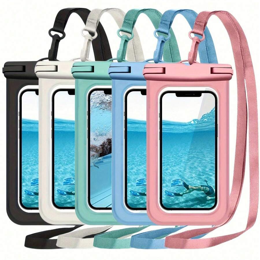Large Waterproof Phone Bag, Waterproof Phone Case, Suitable For Phone 16 15 Pro Max, Galaxy S25 S24 S23 Ultra, IPX8 Waterproof Phone Protective Pouch, Essential For Beach And Travel - SJFST-pINK - View 1