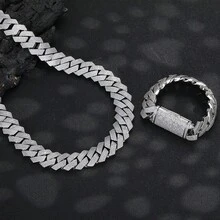 Heavyweight 20mm Cuban Chain! The Ultimate Hip-Hop Necklace, Suitable For Both Men And Women. Perfect For Punk-Inspired Layering, This Unisex Piece Makes An Ideal Birthday Or Party Gift. - 白金 - 查看 9