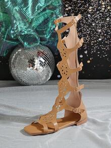 Sandalias planas de verano marrones para adolescentes - Marrón - Ver 7