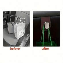 汽车挂钩，乘客手套箱挂钩，前排座椅储物金属挂钩带滚轮，PU皮革绒面衬里乘客手套箱挂钩，通用装饰隐藏式金属挂钩设计，承重力强，包含后排座椅收纳配件，适用于多种车型 - 彩色 - 查看 11