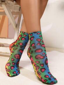 2 Pairs Printed Short Socks, Women's Lightweight, Soft And Breathable Summer Ankle Socks