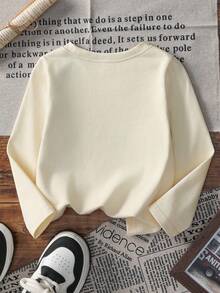 1件女童休闲印花圆领长袖T恤，夏季女婴服装 - 可爱的宝宝T恤给每个孩子带来欢乐和幸福！ - 杏色 - 查看 5