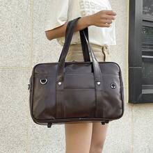 Bolso de hombro estilo japonés para mujer, bolso de PU con bolsillos interiores, correa ajustable, bolso de mano para uso diario y salidas. - Marrón - Ver 2