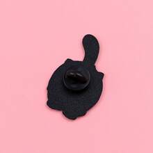 1 件可爱宠物肥猫珐琅别针卡通动物胸针徽章背包翻领别针服装配饰时尚珠宝礼品圣诞节 - 黑色 - 查看 7