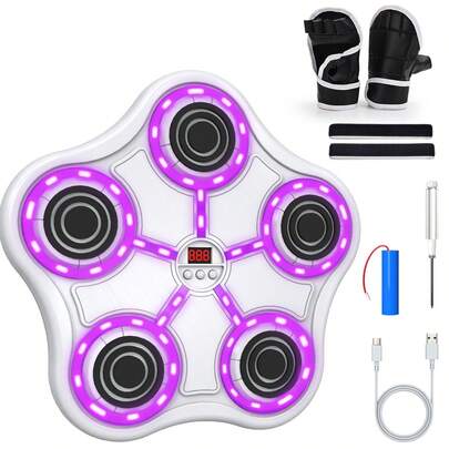 Four/Five Key Boxing Target-Black Body-Black Keys-Purple Light-Black Eva