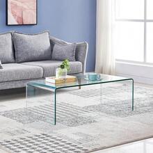 Glass Coffee Table Small Modern Clear Coffee Tables For Living Room Rectangle Tempered Glass Waterfall Sofa End Tables 39.4" X 19.7" X 13.78"H - Clear394 - View 5