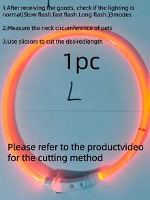 1 pieza Collar de mascota LED recargable de PVC, 3 modos de iluminación, visible por la noche para la de la mascota, adecuado para perros y gatos pequeños a grandes, collar festivo, longitud ajustable. Confirme que el tamaño del producto sea adecuado para el peso de su mascota para evitar daños.