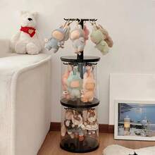 1PC Plush Dolls 360° Rotating Storage Box For Labubu, Acrylic Dustproof Collection Cabinet, Doll Pendant Cylindrical Rotating Display Stand, Perfect For The Monsters Plush Toys (Dolls Not Included), Plush Toy Rotating Display Case|Toy Storage Organizer,Toy Display Case - 黑色(可旋轉) - 查看 2
