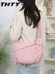 1 Stück Damen Mode Umhängetasche, ultraleicht gewebt mit Reißverschluss, große Kapazität, für Pendeln & Lässig, mehrlagig, Umhängetasche, Schule, einfarbig, minimalistisch, vielseitig, unisex