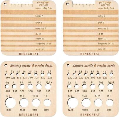 3Pcs Knitting Needle Gauge Multifunctional Wood Spinning Control Card Knitting Tool For Spinners Yarn WPI Guide Gauge Measuring Tools Crochet Accessories