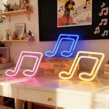 1 Stück LED Musiknoten Neon Schild Neonlicht Wanddekoration Nachtlicht Geschenke für Mädchen Schlafzimmerdekoration Zuhause Feiertags-Party Hochzeitsdekoration Raumdekoration Lichterkette