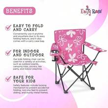 - Silla plegable para nios, color rosa y blanco, para playa, otoo, campamento, con cerradura de , funda de transporte y portavasos flores, para nias pequeas, interior y - Rosado/Blanco - Ver 7
