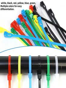 50PCS Reusable Self-Locking Plastic Nylon Cable Ties: Mixed Color Style Secure Fastening, Multiple Color Mixing Combinations, Ribbed Design Is Durable And Flexible, Suitable For Indoor And Outdoor Use - Suitable For Electrical, Gardening, Office, DIY Projects - Space-Saving Cable Tie, Cable Management, Secure Fixation, Durable Plastic Material - Multicolor - View 6