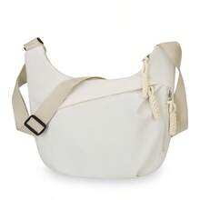 1 Stück Damen Mode Umhängetasche, ultraleicht gewebt mit Reißverschluss, große Kapazität, für Pendeln & Lässig, mehrlagig, Umhängetasche, Schule, einfarbig, minimalistisch, vielseitig, unisex