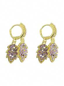1 Pair Leaf Design Earrings For Women, Fashionable, Delicate, Luxury Aesthetic, Versatile Accessory