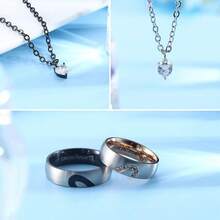 Matching Necklaces For Couples Pendant Necklace For Women Men Matching Promise Rings Pendant Set Stainless Steel Couple Necklace For Him And Her Anniversary Valentine'S Day Jewelry Gift - 投影石 - 查看 3