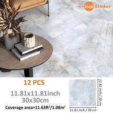12pcs 7.87x7.87/11.81x11.81inch Marble Texture Peel And Stick Wall Decals, Thick Vinyl Waterproof And Washable Wall Stickers For Living Room, Study, Kitchen, Bathroom, Bedroom Home Decor