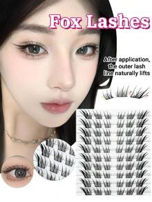 Elynique 10 Rows 60pcs C Curl Fox Eye Effect Winged False Eyelashes,Individual Lashes 3D Natural Effect, Easy To Apply To The Eyes, Reusable, Instantly Enlarged, Segmented Design For Various DIY Options Lash Clusters,Eye Lash Clusters,Individual Eyelashes,Lashes,Fake Lashes