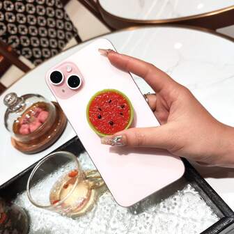 Juicy Watermelon Slice Phone Grip, Cute Red & Green Fruit Holder, Fresh Summer Aesthetic Stand For IPhone