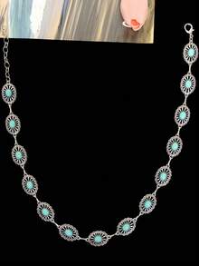 1 件波西米亚几何绿松石串珠帽链，适合日常帽子的多功能配饰，生日礼物