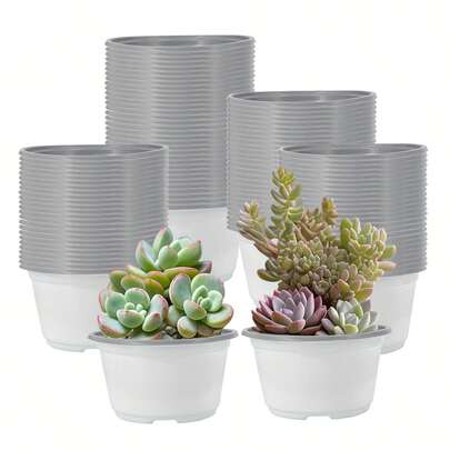 40 piezas de 4.7 pulgadas (aproximadamente 12 cm) Macetas de plástico para suculentas, con agujeros de drenaje, adecuadas para suculentas, pothos, cactus y otras plantas/flores pequeñas, color blanco