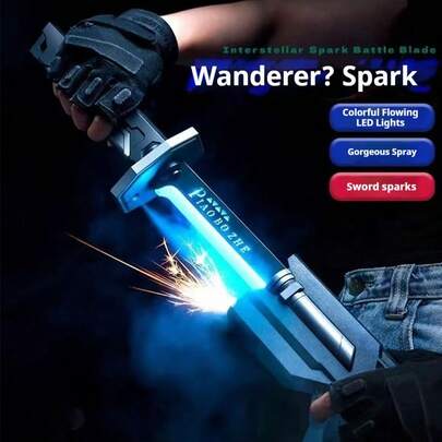 1個 星型スパークソード - 光と音効果 - ミストシステム - スパーク効果付き抜刀 - 7色流れるライト - 超クール - 侍の刀 - コスチュームアクセサリー - ソードトイ - レーザーソードトイ - 誕生日プレゼント - クリスマスプレゼント - イースタープレゼント - 最高のギフト - おもちゃ
