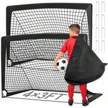 LENGSIDA Porteria Futbol, Juego de 2 Porteras de Fútbol para Plegables, Acero, Fibra de Vidrio, Oxford y Poliéster, Montaje Rápido - Negro - Ver 11