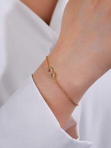 1 lanț clasic pentru gleznă în formă de 8, cu lanțuri pentru gleznă cu simboluri infinite care înconjoară lanțul pentru gleznă, design simplu și elegant de înaltă calitate, potrivit pentru purtare zilnică.