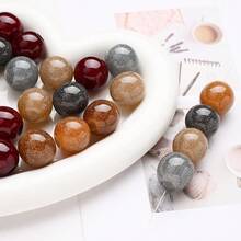 5/10pcs Autumn/Winter Resin Glitter Pearl Beads, Tubular/Round/Oval Shape, Dark Color Jade-Like High-Quality DIY Jewelry Beads