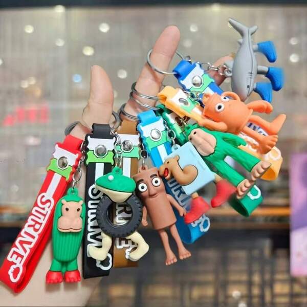 7 pezzi Portachiavi a tema cartone animato italiano "Brainrot" - Durevole PVC, perfetto per borse e auto, regalo ideale per uomo