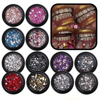 1 Set/72pcs White Butterfly Rhinestone Tooth Jewelry, Niche Popular Fashion Tooth DIY Starter Accessories, Suitable For Men & Women Daily, Party, Holiday (Excluding Glue)