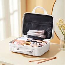 LIVINGANDHOME Living And Home Portable Hard Shell Handheld Makeup Travel Case,Makeup Storage Box,Makeup Storage Case - White - View 2