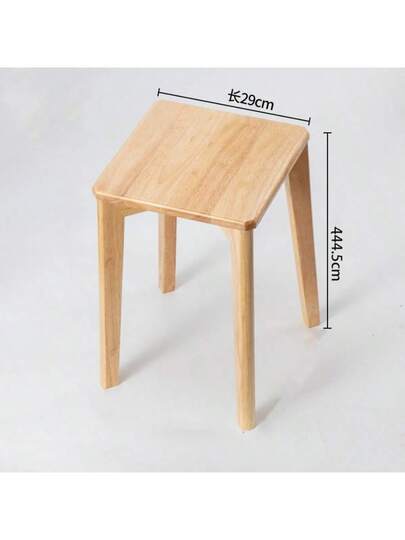 1pc European Solid Wood Stool, Square Round Home Commercial Dining Tafel Natural Walnut Chair, Room Factory view 6
