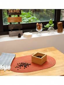 Cotton Yarn Woven Oval Placemats 12x18 Inch, Dining Table Oval Napkins, Natural Woven Heat Resistant Table Mats For Family Gatherings, Wedding Parties (Orange Red) - Orange - View 5