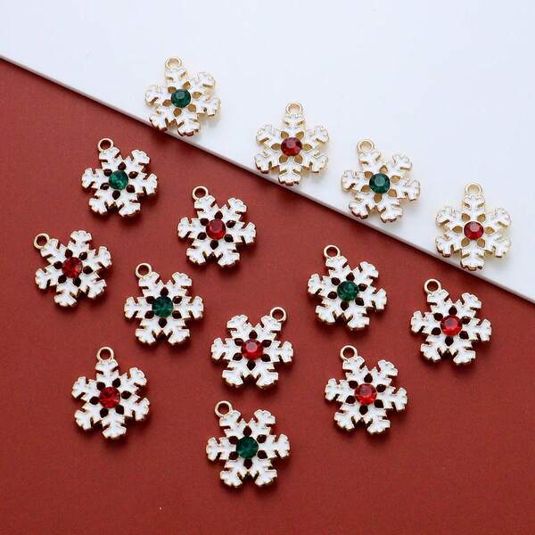 10 قطع سحابة ثلجية مرصعة بالراين، مناسبة لصنع المجوهرات والديكور لعيد الميلاد DIY